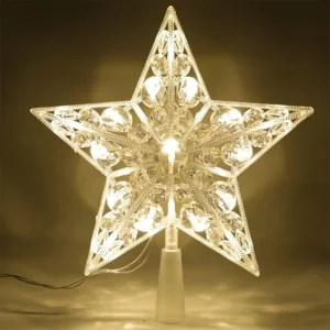 15cm Christmas Glowing Tree Topper Five-pointed Star Transparent LED Shining Lamp Xmas Colorful TopStar Ornaments Navidad Decora